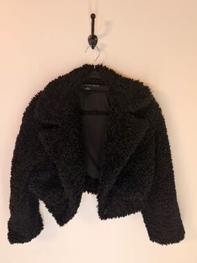 HYFVE Black Faux Shearling Cropped Teddy Jacket